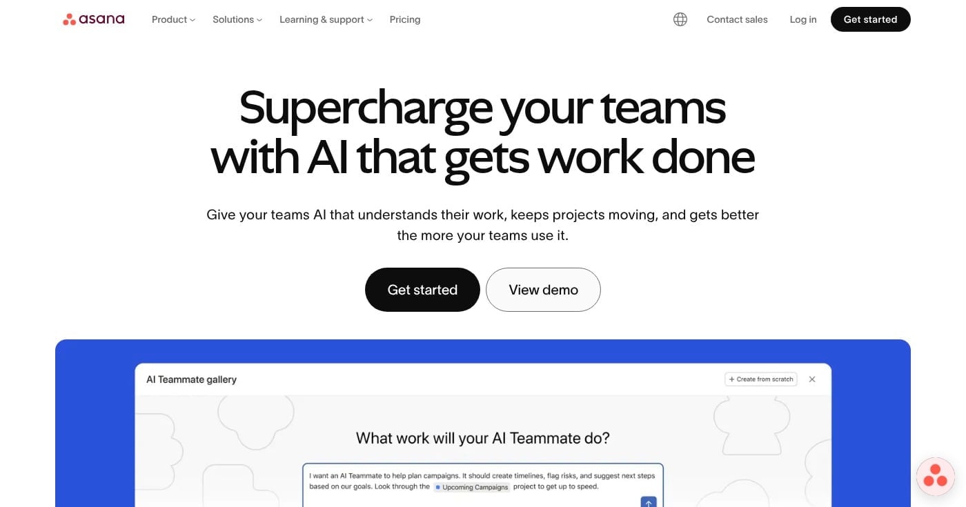 Asana product screenshot