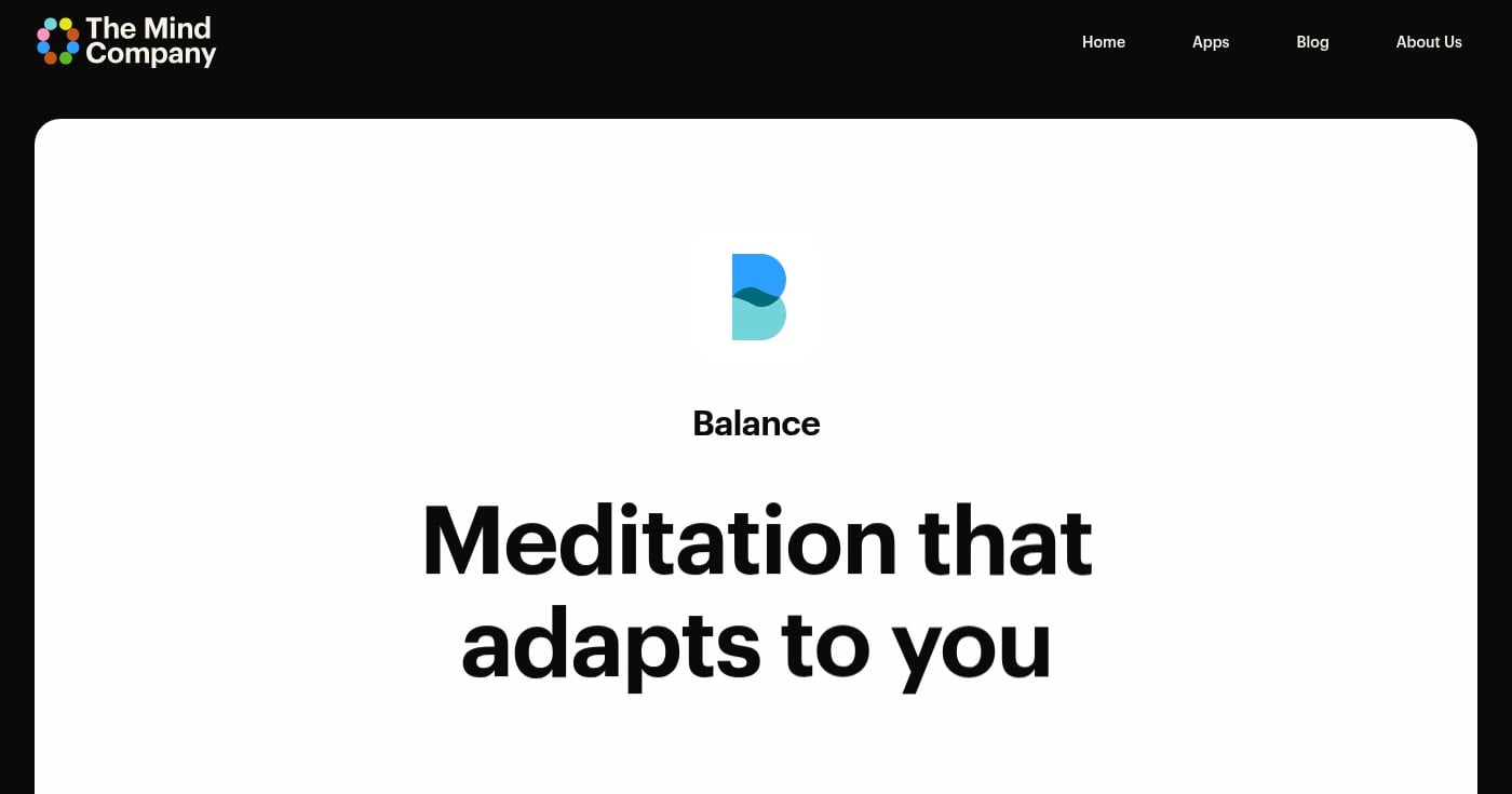 Balance meditation app homepage