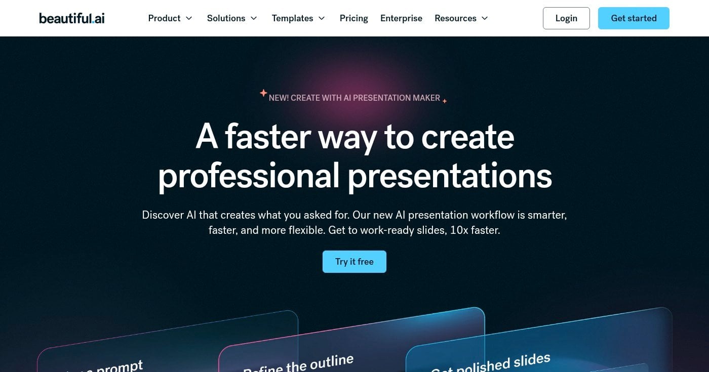 Beautiful.ai smart slide design homepage
