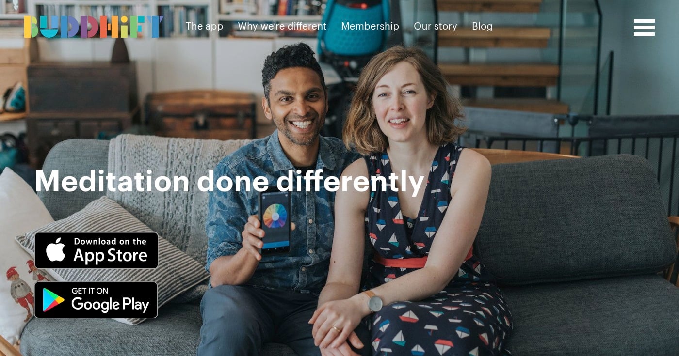 Buddhify meditation app homepage