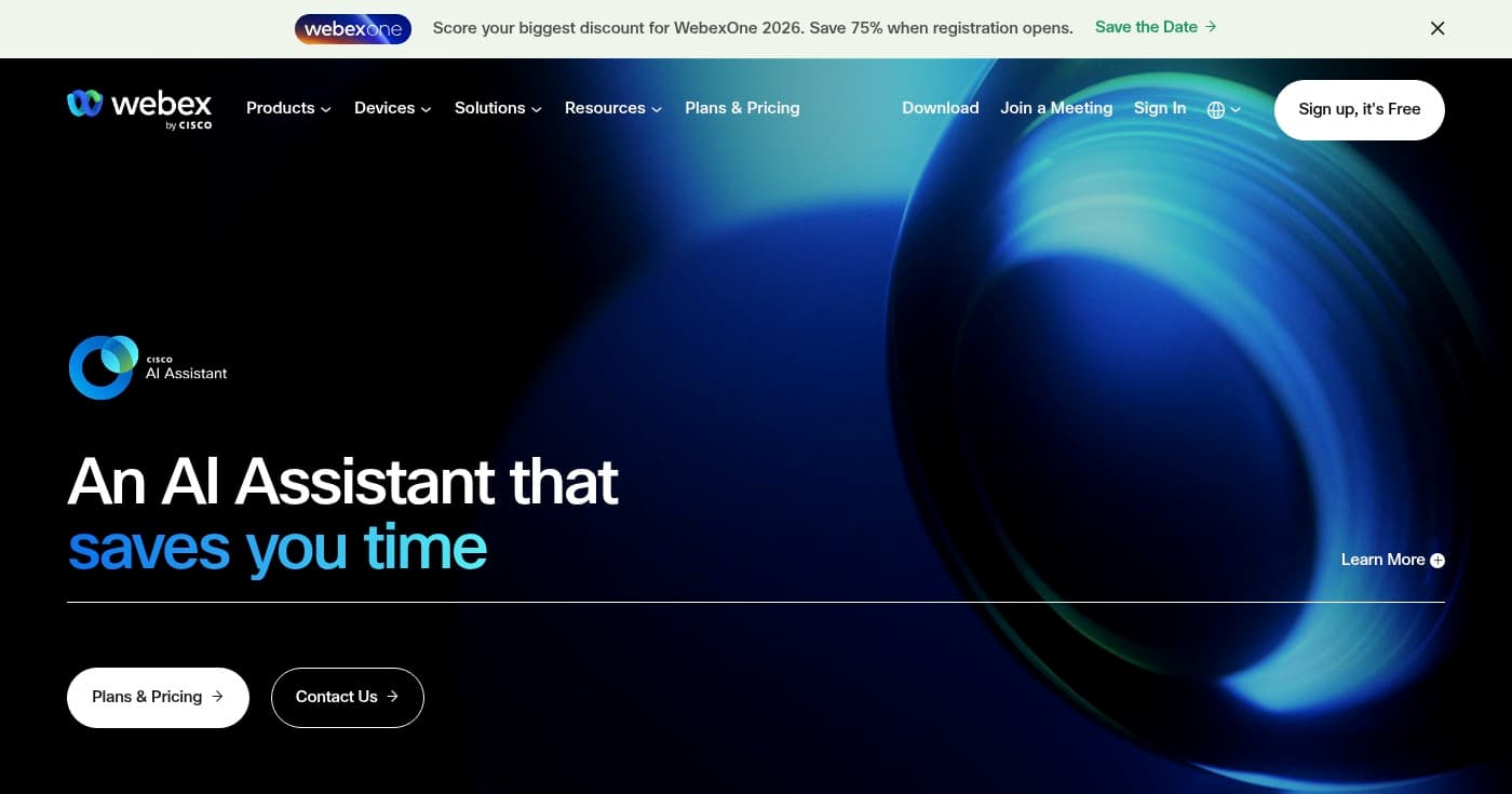 Cisco Webex homepage