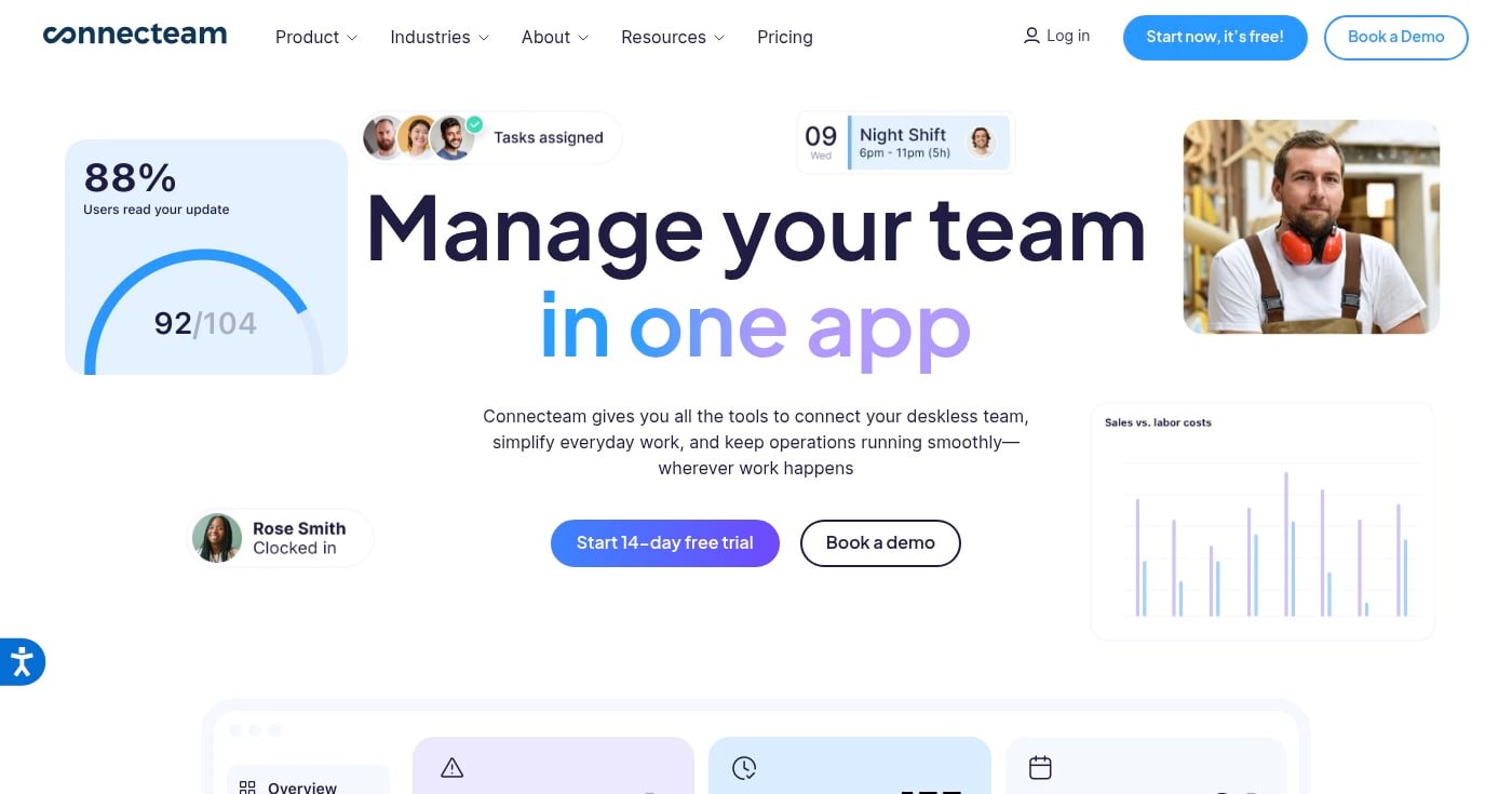 Connecteam employee management and time tracking software homepage