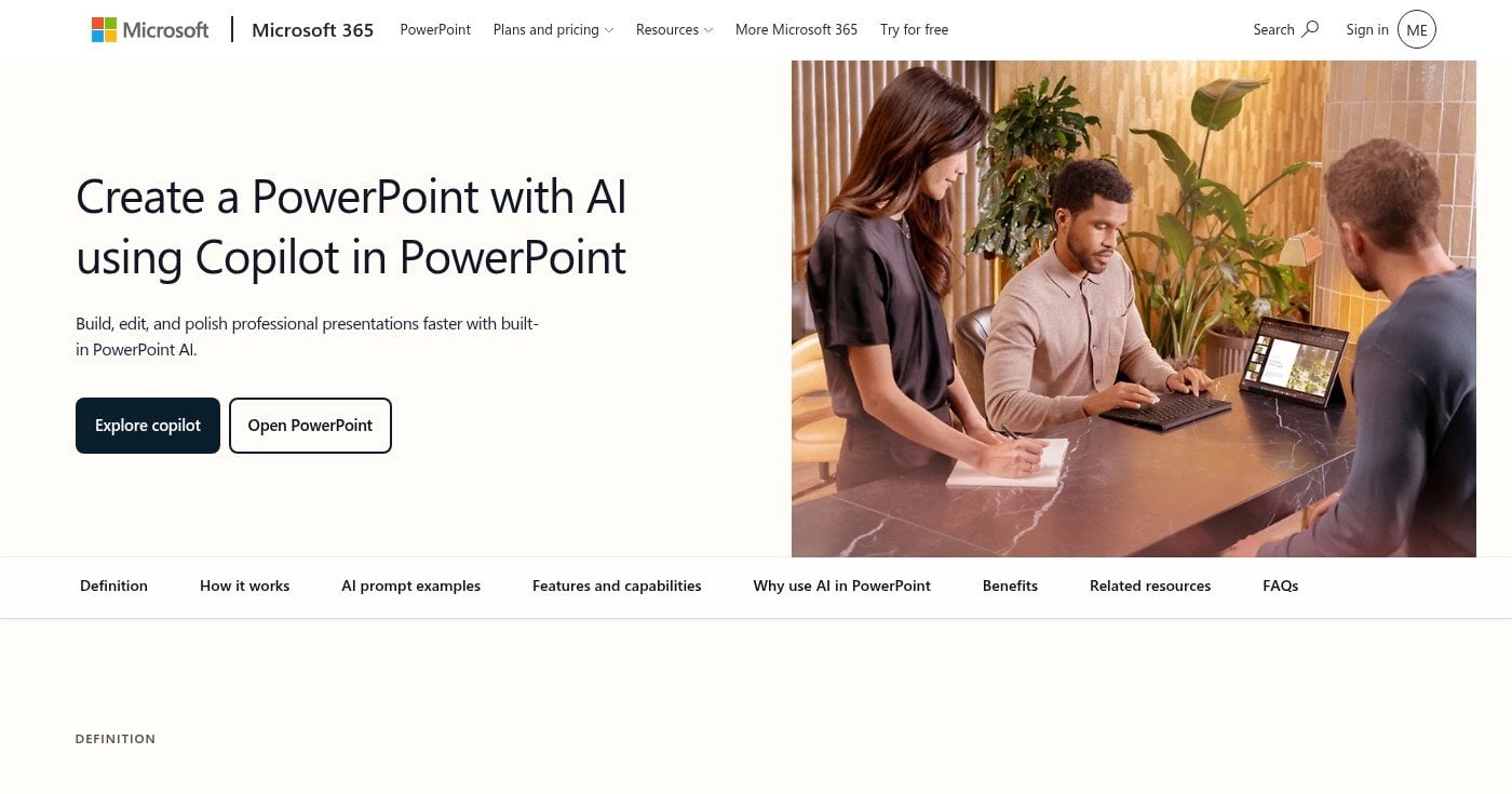 Microsoft Copilot for PowerPoint AI generator
