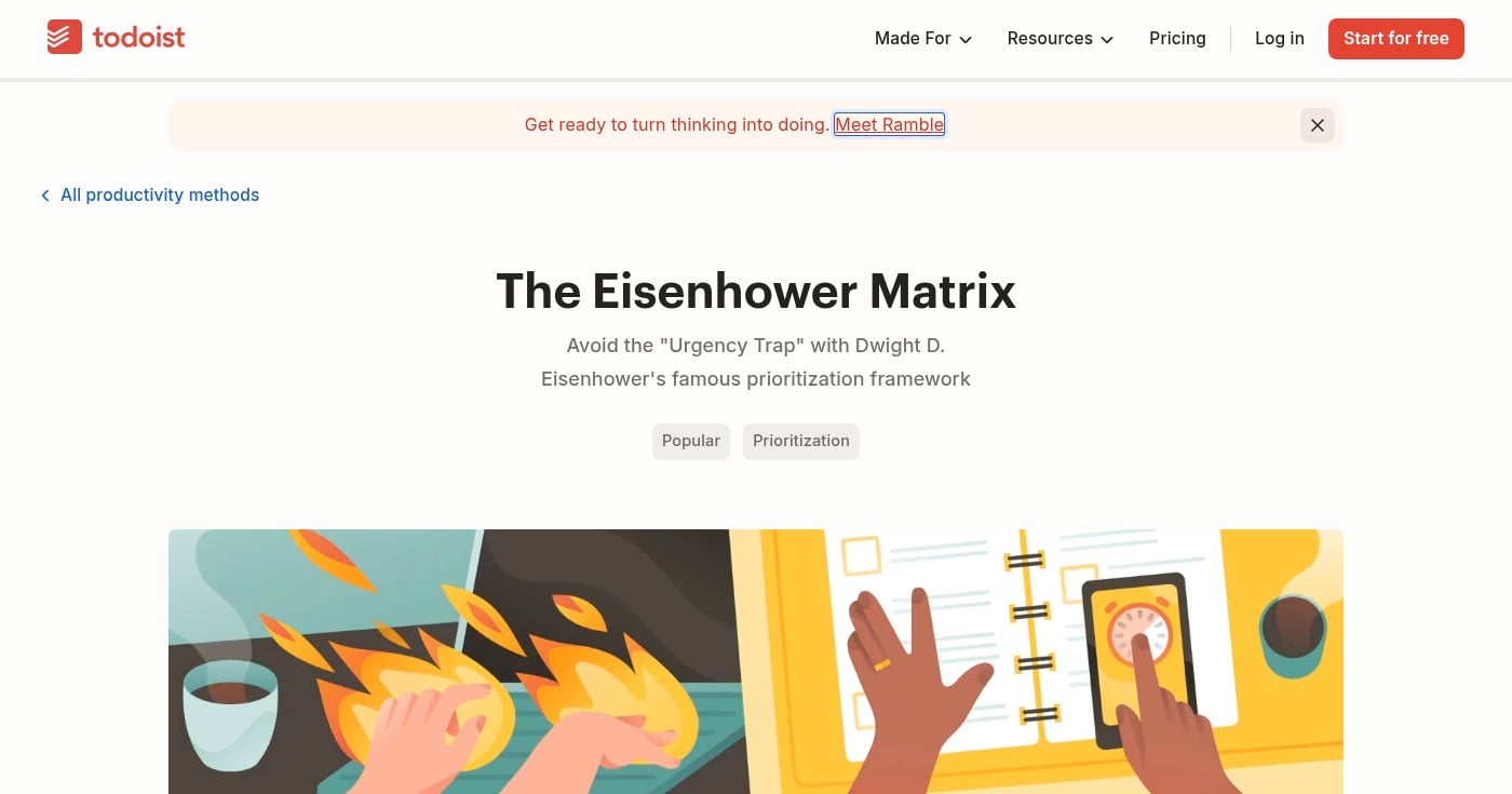 Eisenhower Matrix urgency and importance framework on Todoist