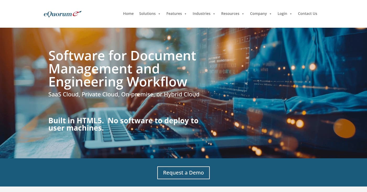 Screenshot of eQuorum homepage