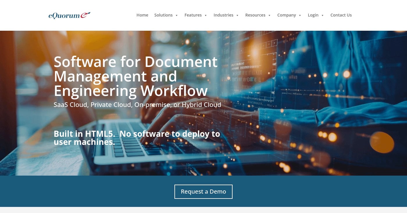 Screenshot of eQuorum homepage