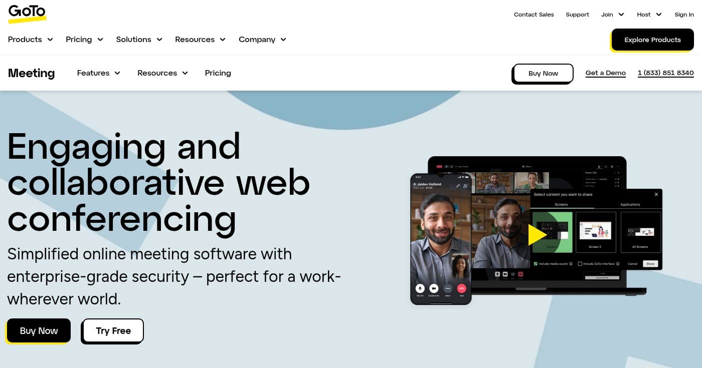 GoTo Meeting homepage
