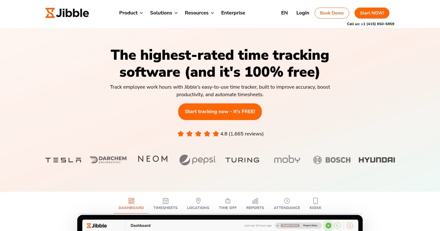 Jibble GPS time tracking software homepage