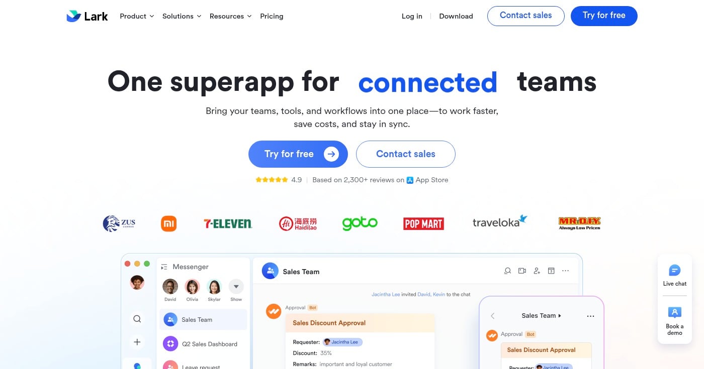 Lark homepage