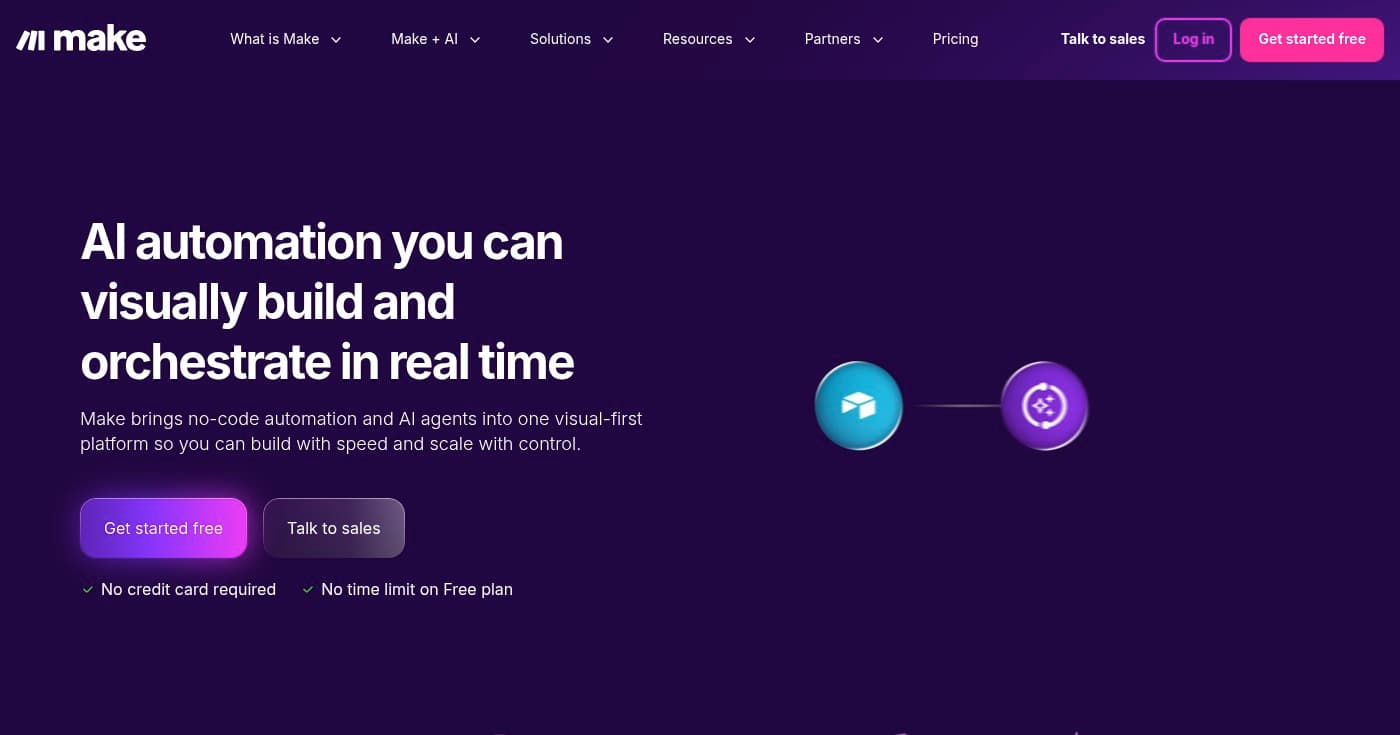 Screenshot of Make homepage