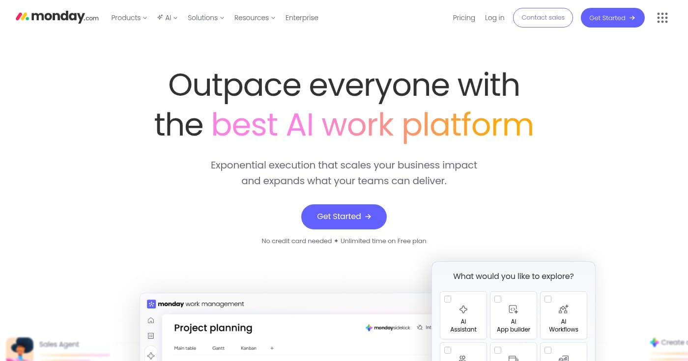 Screenshot of monday.com homepage