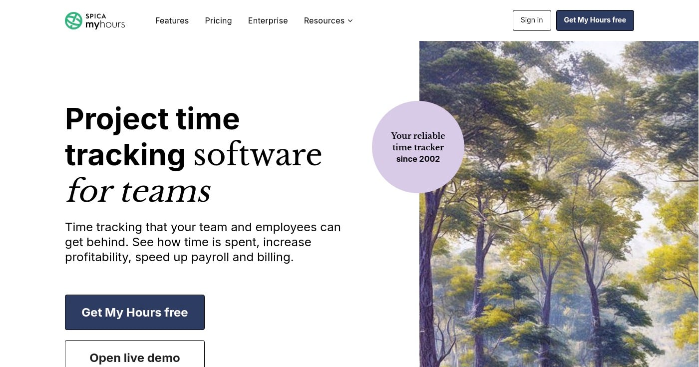 My Hours time tracking and invoicing software homepage