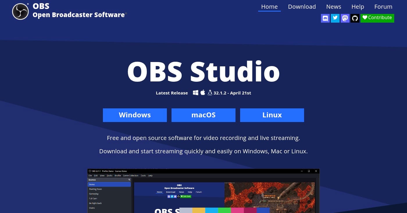 OBS Studio homepage