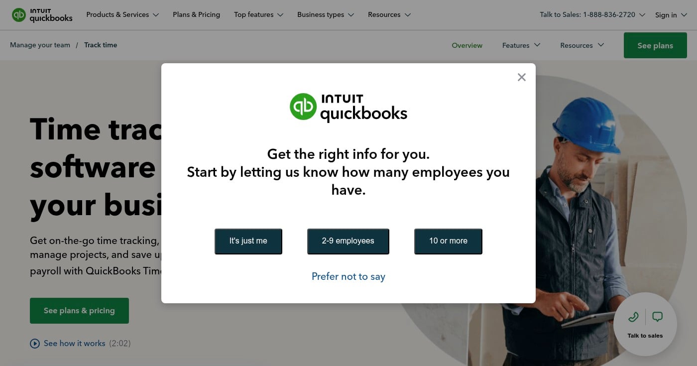 QuickBooks Time employee time tracking software homepage
