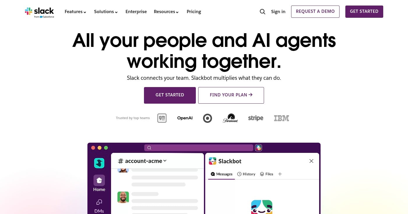 Slack team messaging interface