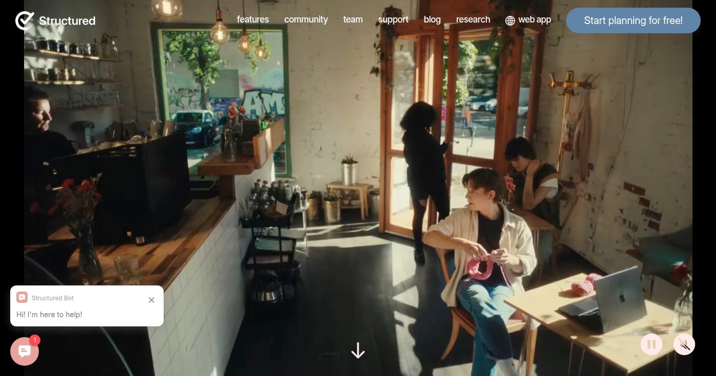 Structured visual timeline app homepage screenshot