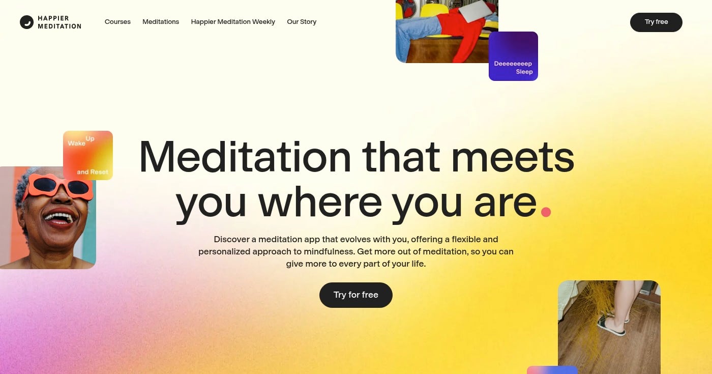 Ten Percent Happier meditation app homepage