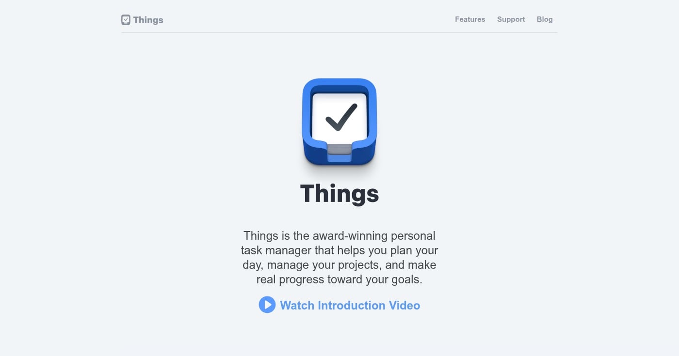 Things 3 task manager homepage screenshot