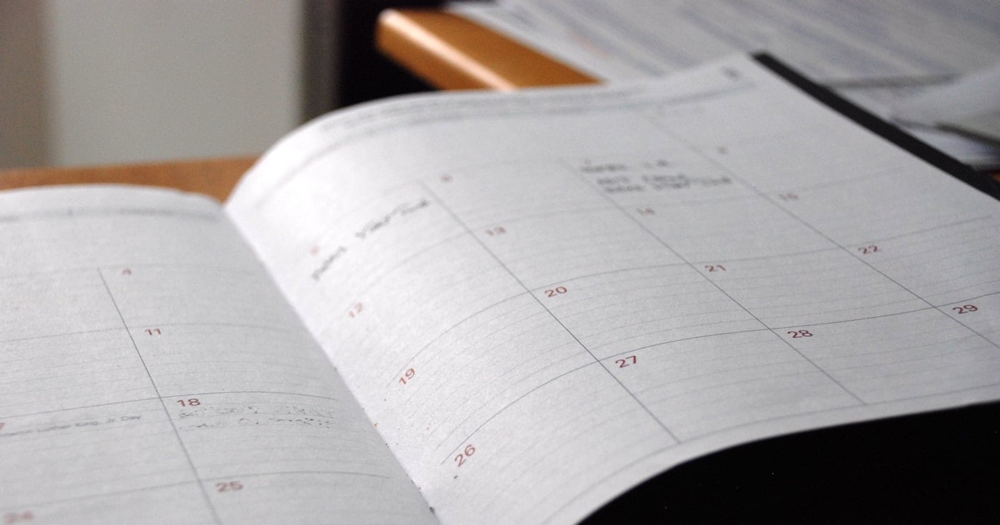 A monthly schedule planner representing time audit and time management