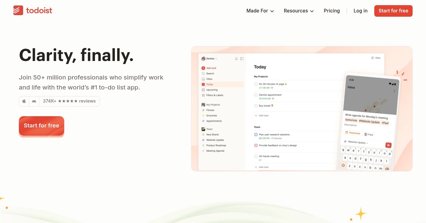 Todoist task management app interface