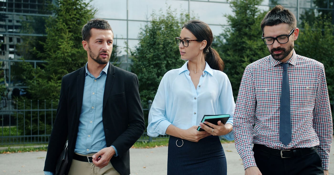 Walking meeting in action