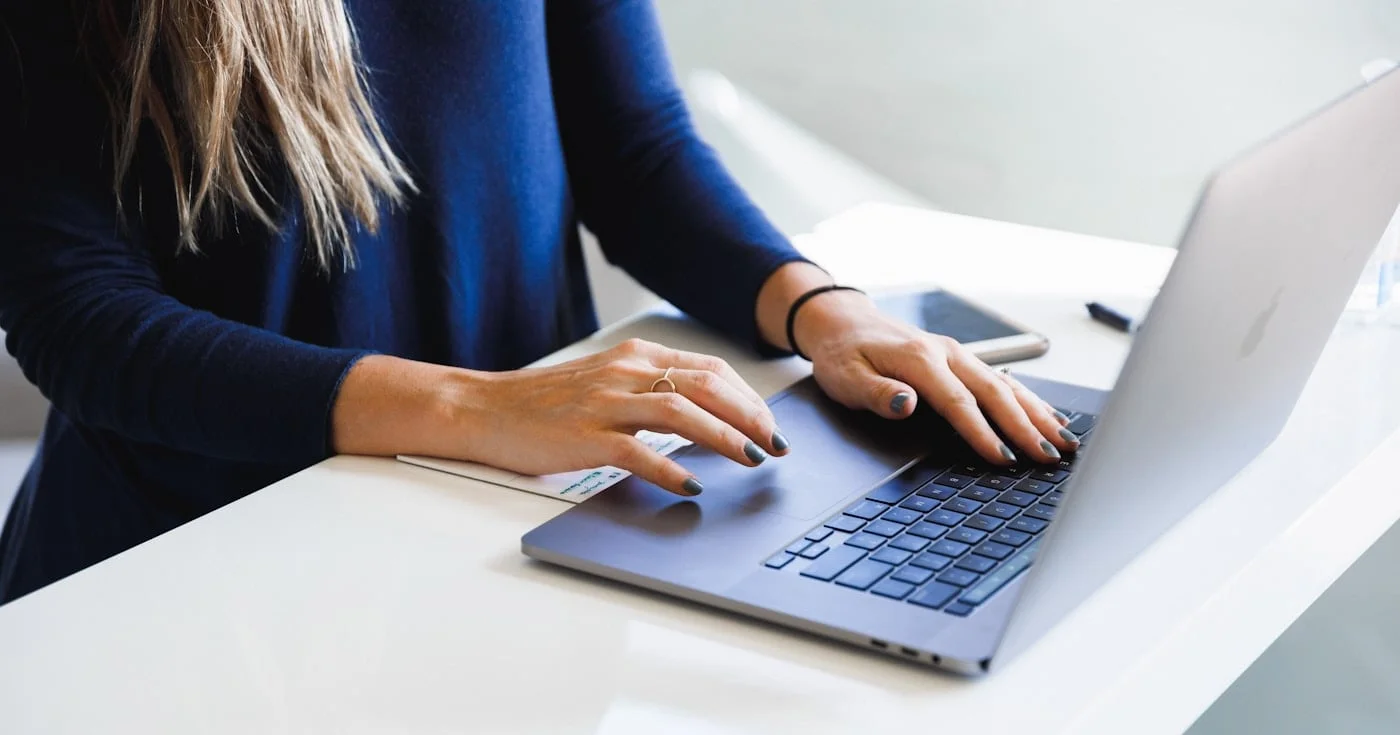 Person using a laptop for email work
